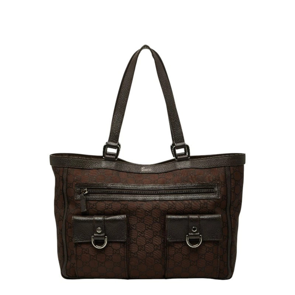 Gucci GG Abbey Handbag Tote Bag Brown Leather
